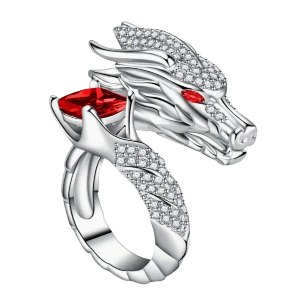 Anillo de plata con forma de dragón hecho a mano - Ozerty