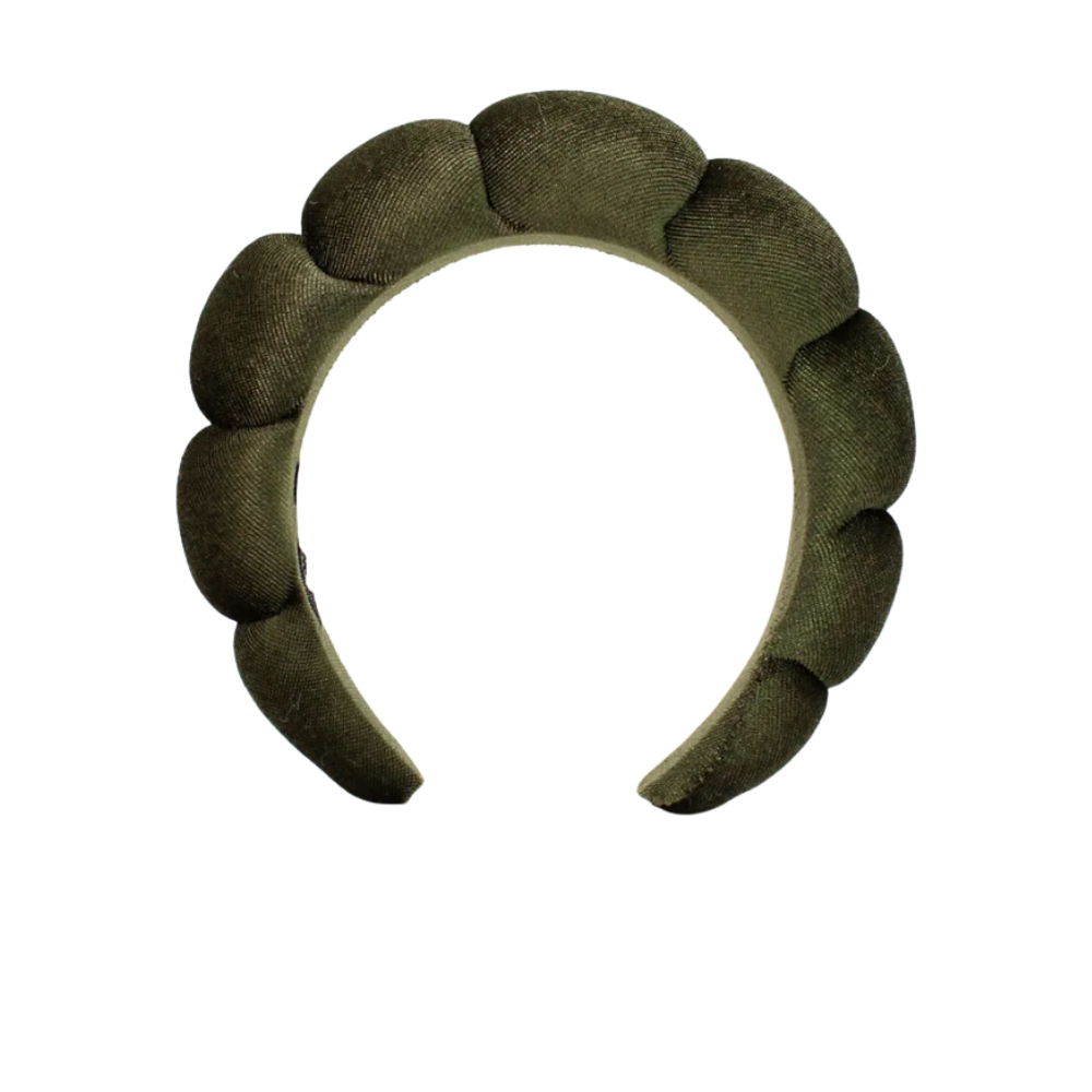 Diadema de terciopelo para el cuidado de la piel -Verde militar - Ozerty