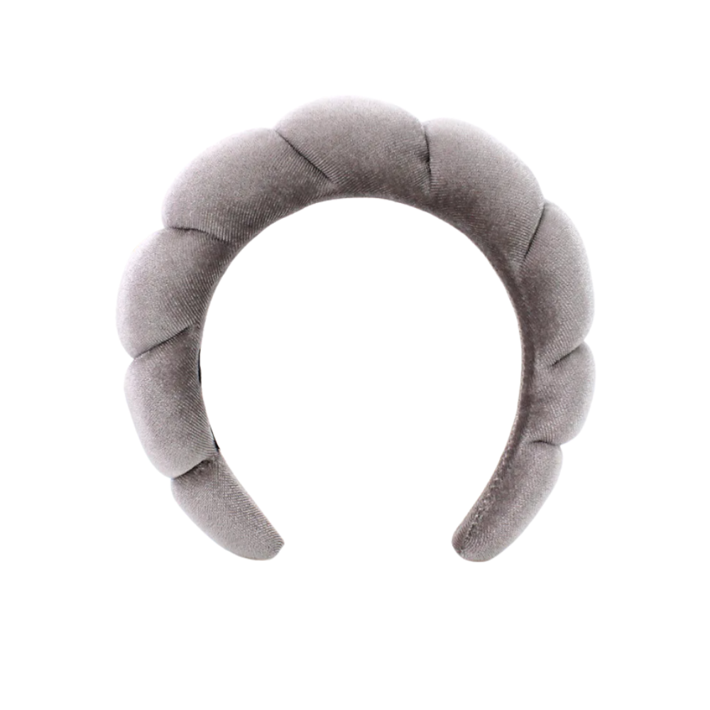 Diadema de terciopelo para el cuidado de la piel -Gris - Ozerty