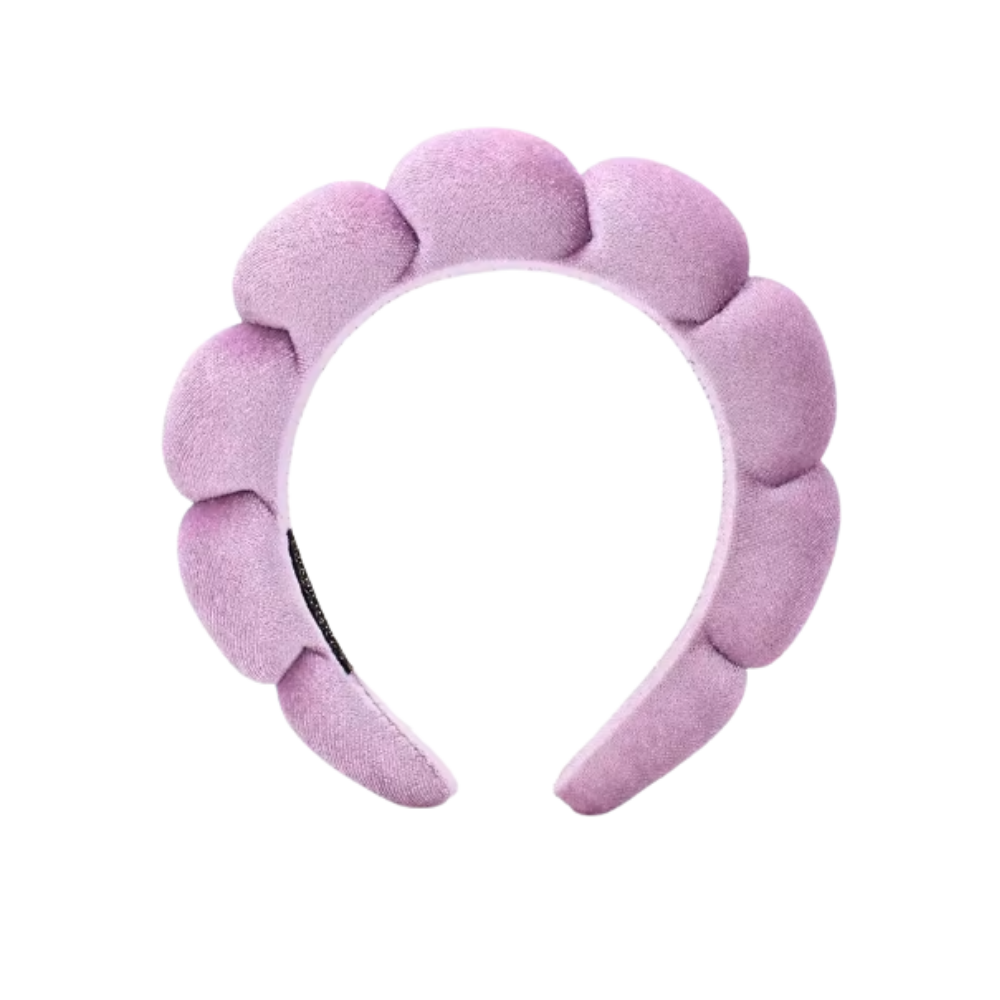 Diadema de terciopelo para el cuidado de la piel -Lavanda - Ozerty