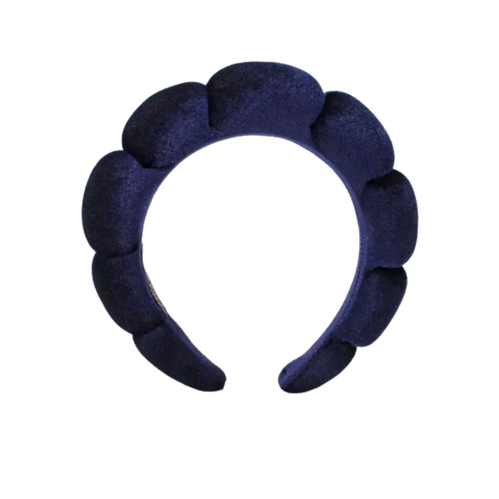Diadema de terciopelo para el cuidado de la piel -Azul marino - Ozerty