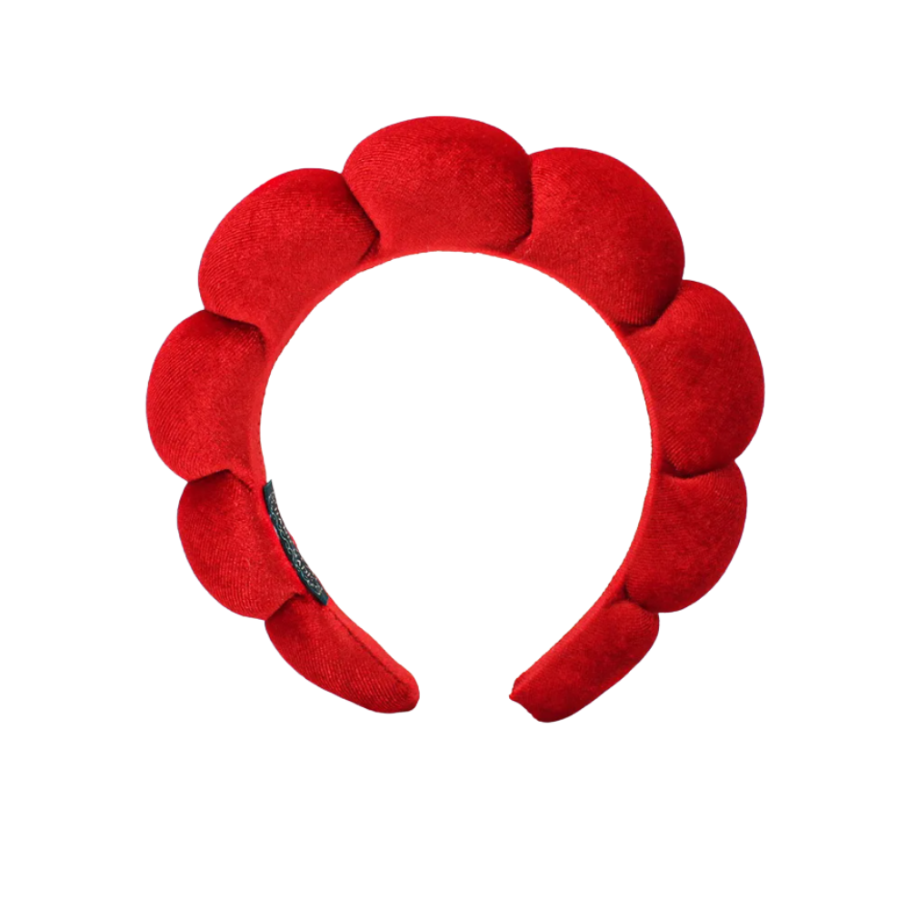 Diadema de terciopelo para el cuidado de la piel -Rojo - Ozerty
