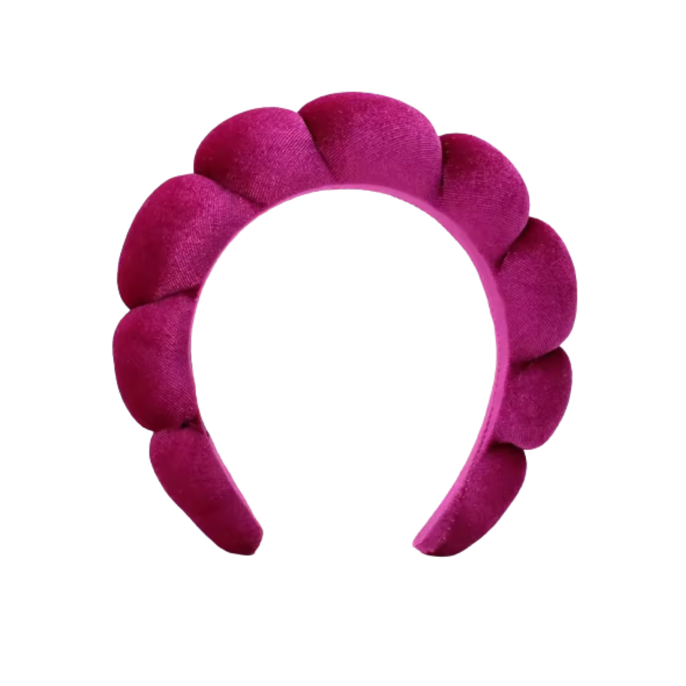 Diadema de terciopelo para el cuidado de la piel -Rojo rosa - Ozerty