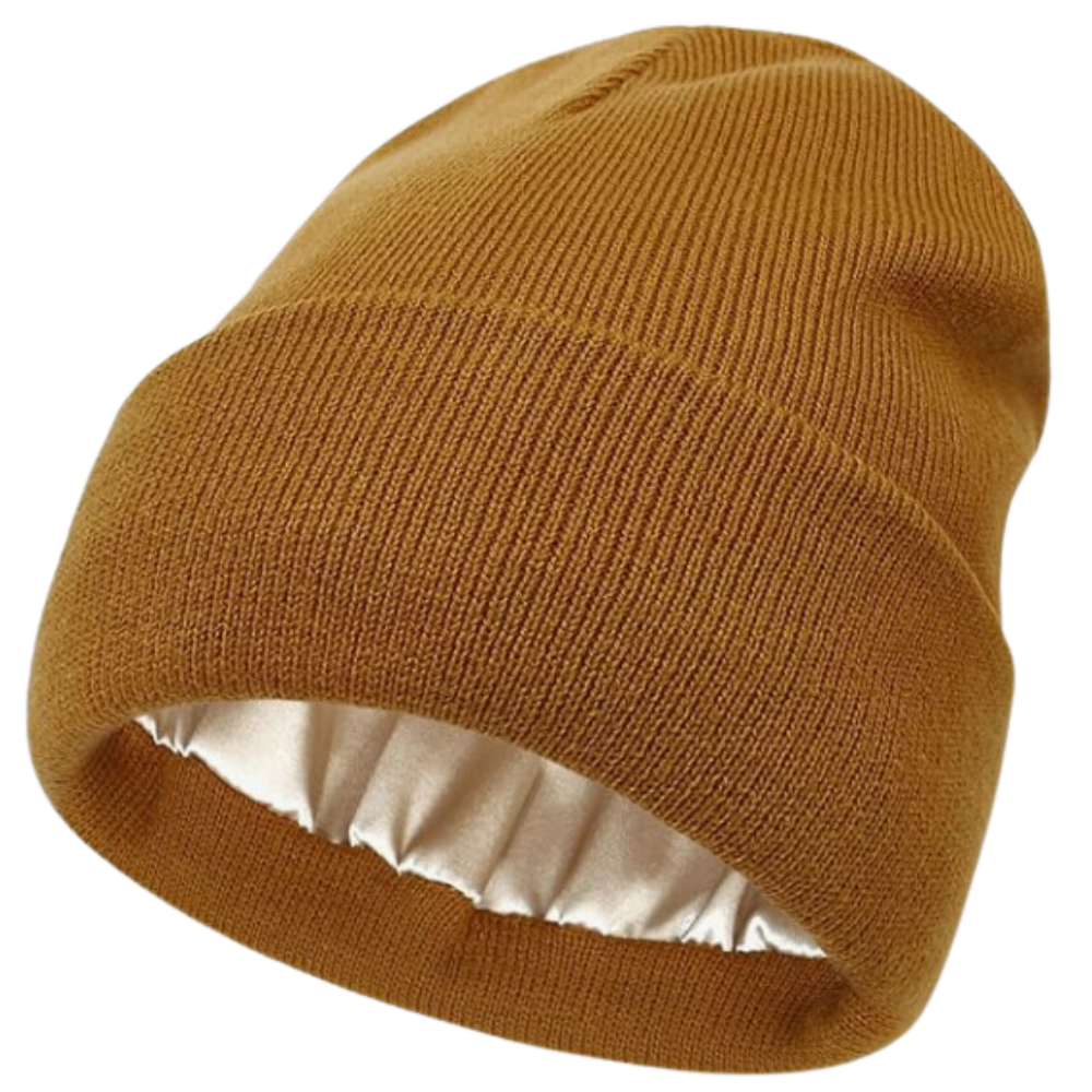 Gorro de punto con forro de satén -Caramelo - Ozerty