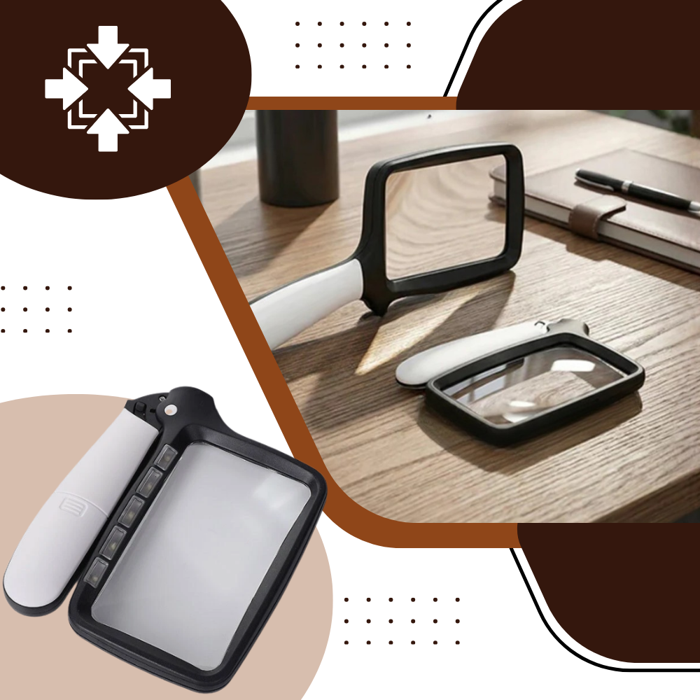 Lupa rectangular grande y luminosa para lectura - Ozerty
