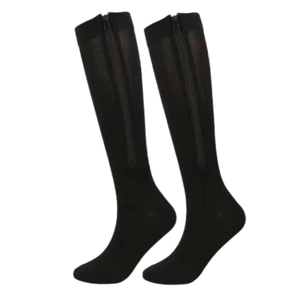 Calcetines de compresión hasta la rodilla con cremallera -Negro - Ozerty