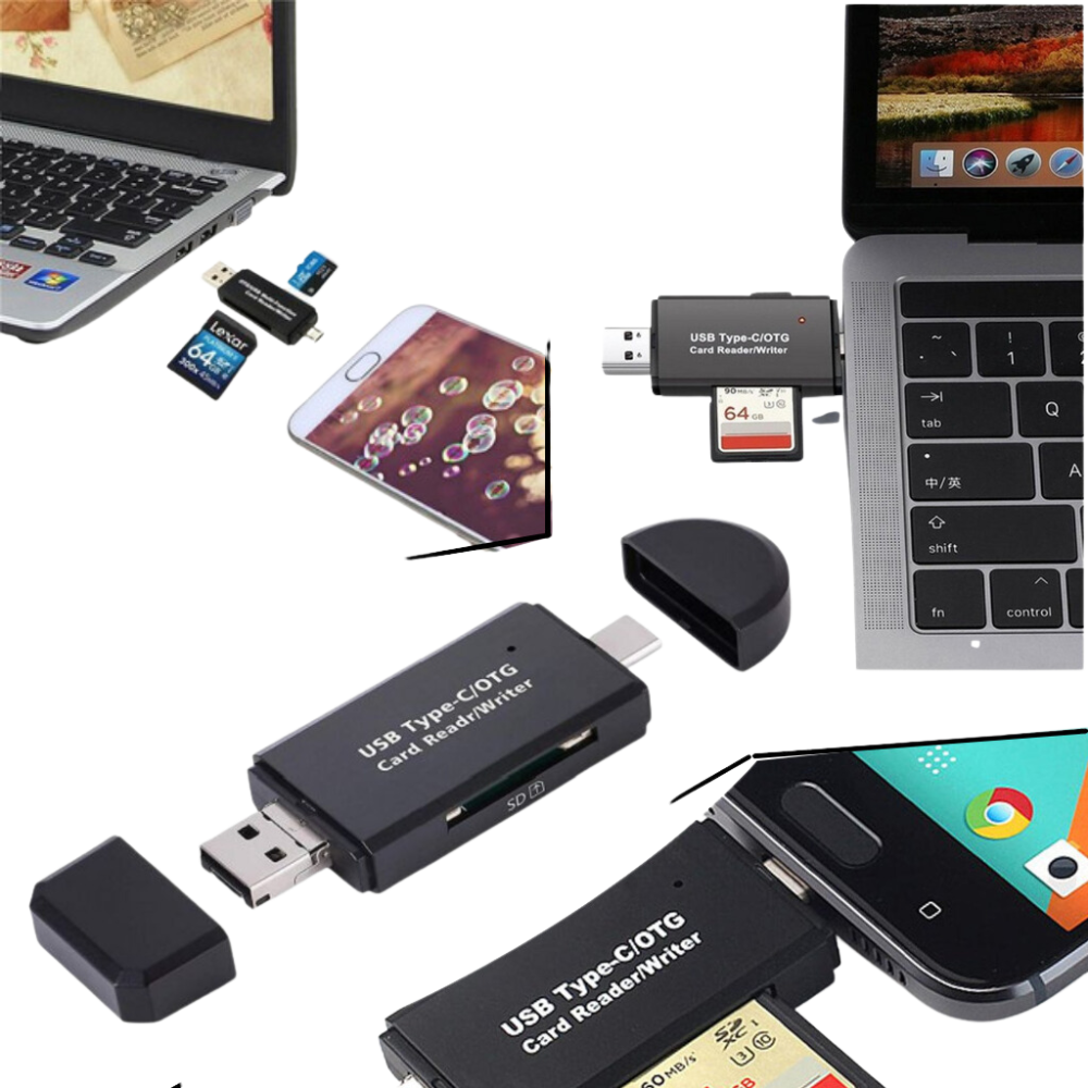 Lector de tarjetas de memoria USB 3 en 1 - Ozerty