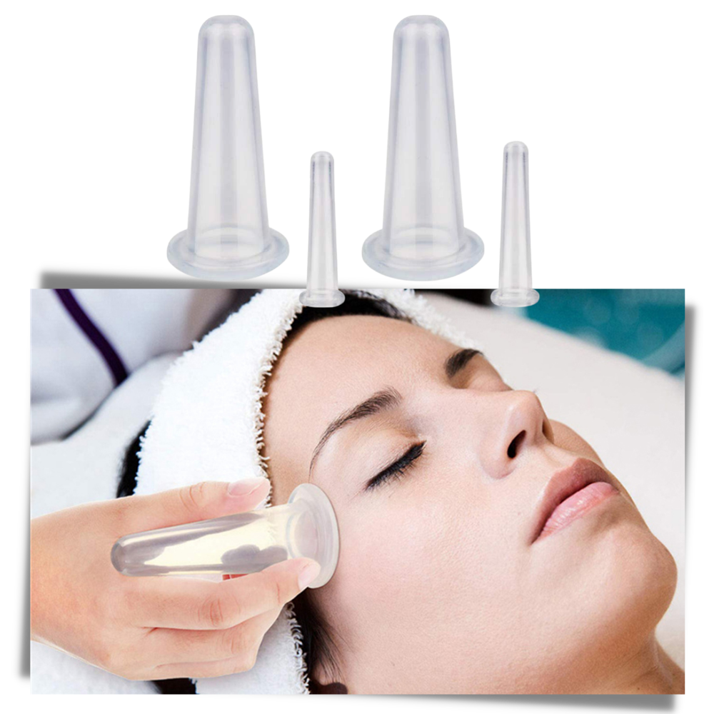 4 copas de silicona para masaje facial con ventosas - Ozerty