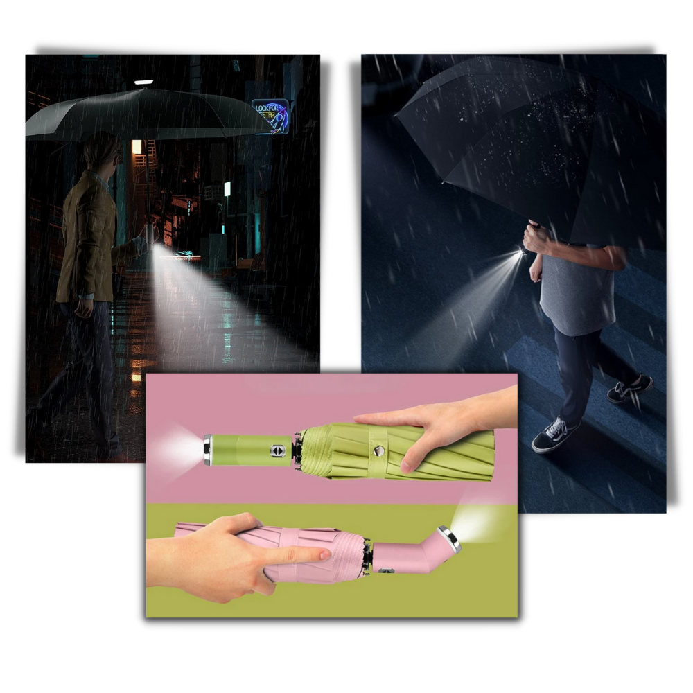 Paraguas LED antiviento para sol y lluvia - Ozerty