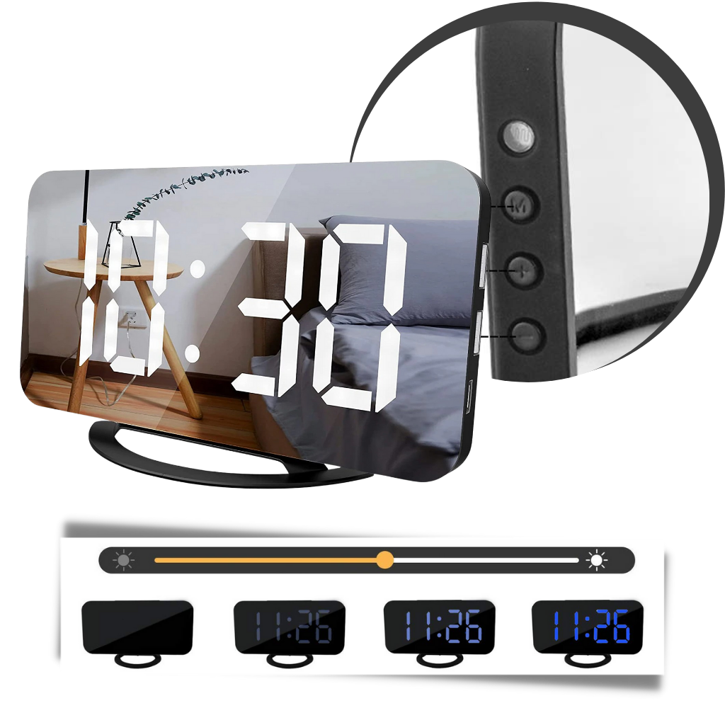 Reloj digital multifuncional con espejo - Ozerty
