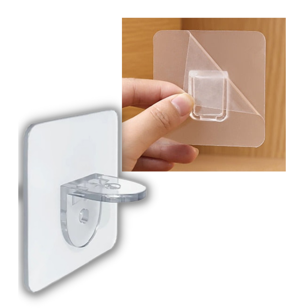 Soportes Para Estantes Autoadhesivos - 12 Piezas Transparentes, 6.6x6.6 Cm, Soporte Hasta 5 Kg Cada Uno, Sin Taladrar
