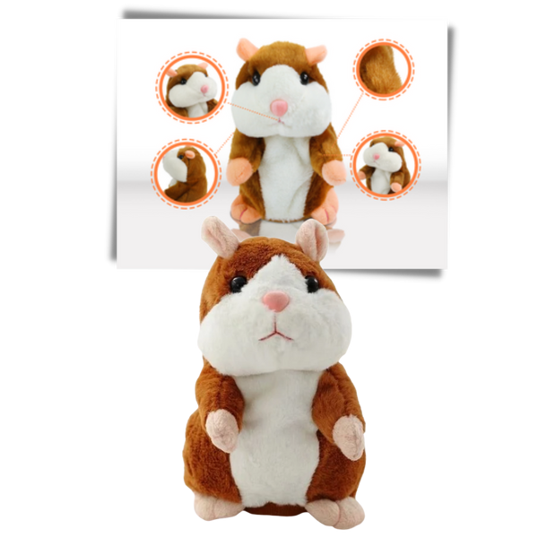 Hamster Parlant En Peluche 18 Cm - Jouet Interactif Qui Répète, Avec Enregistrement, Piles AAA - 11