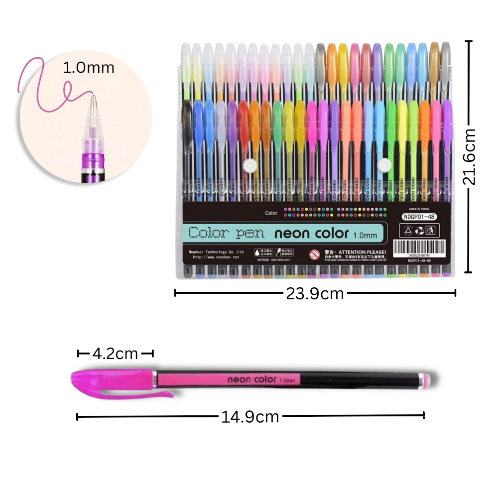 Set de 48 bolígrafos de gel con purpurina - Ozerty