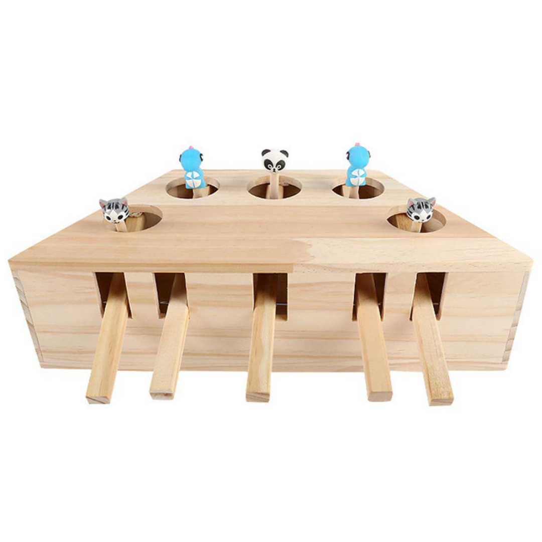 Juguete interactivo de madera de 5 agujeros para gatos - Ozerty
