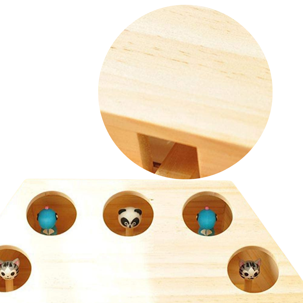Juguete interactivo de madera de 5 agujeros para gatos - Ozerty
