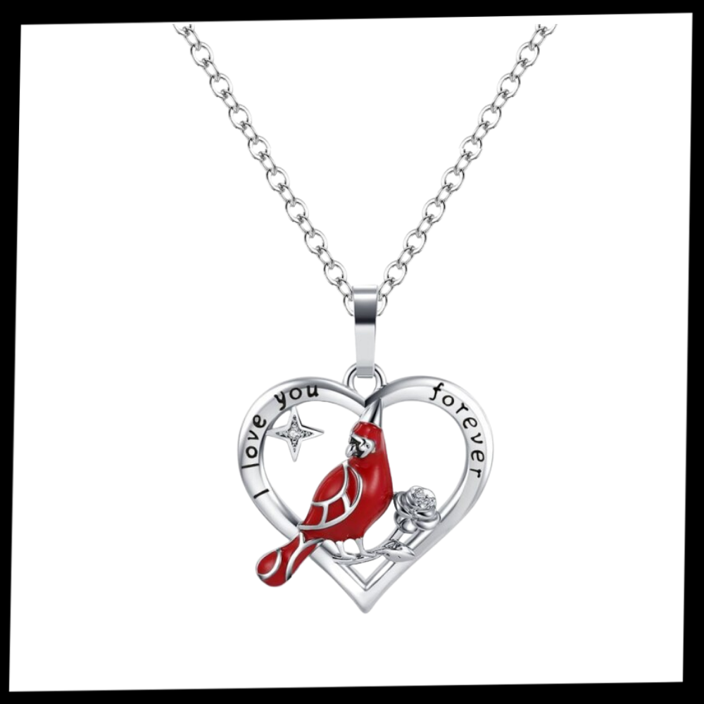 Colgante en forma de corazón con un cardenal - Ozerty