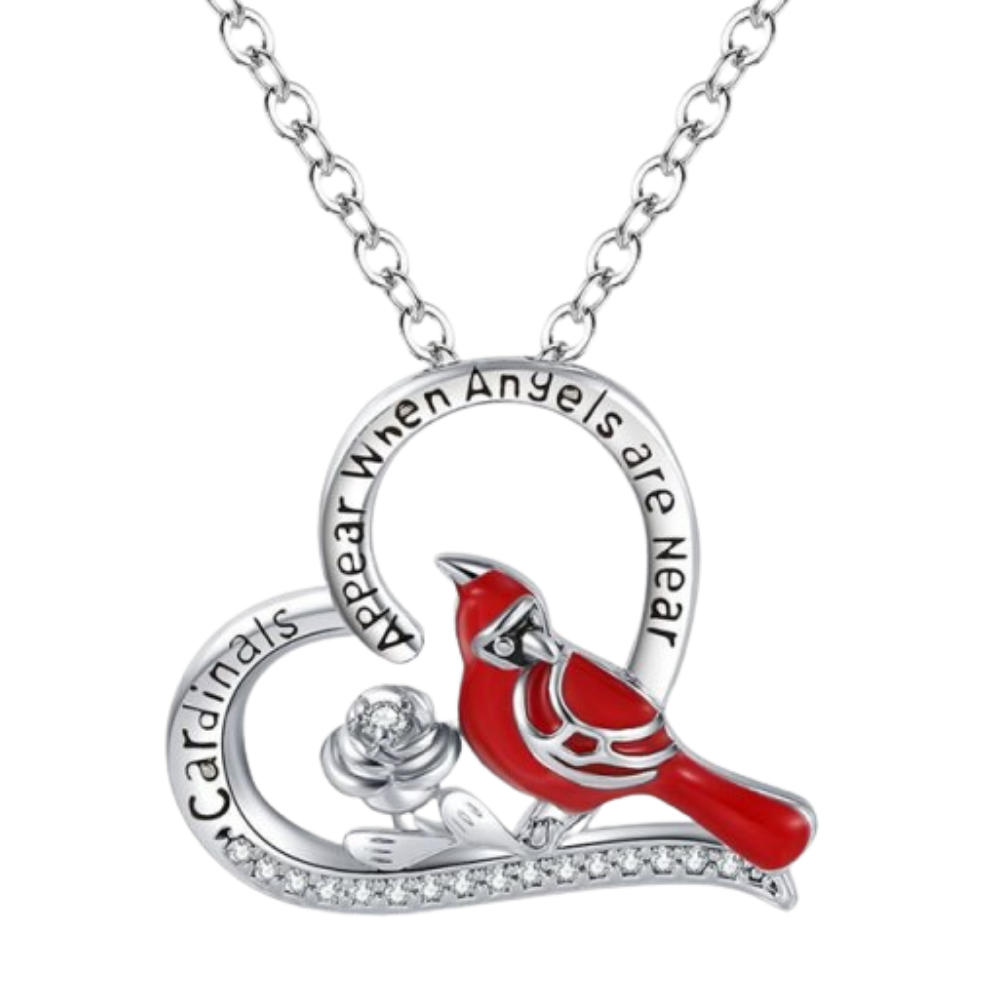 Colgante en forma de corazón con un cardenal