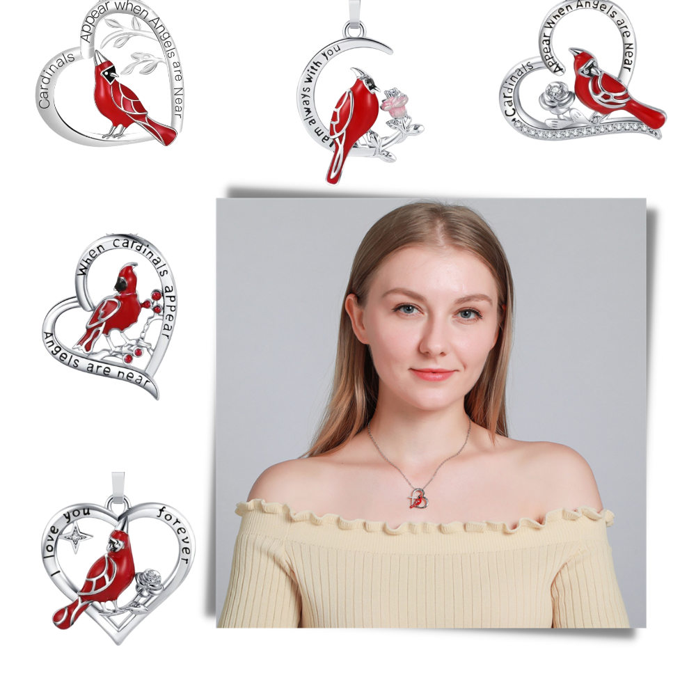 Colgante en forma de corazón con un cardenal - Ozerty