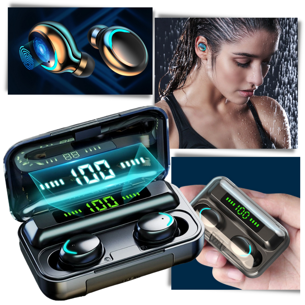 Auriculares Bluetooth con caja de baterías de carga - Ozerty