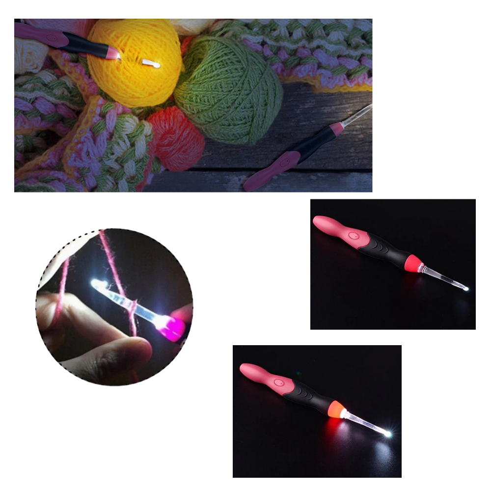 Juego de ganchos de crochet LED ergonómicos - Ozerty