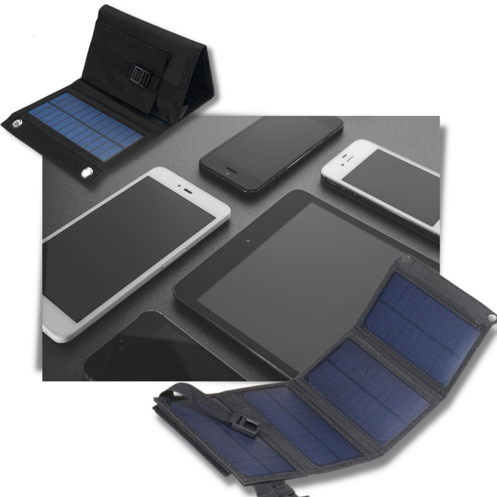 Cargador de panel solar portátil con 2 puertos USB - Ozerty