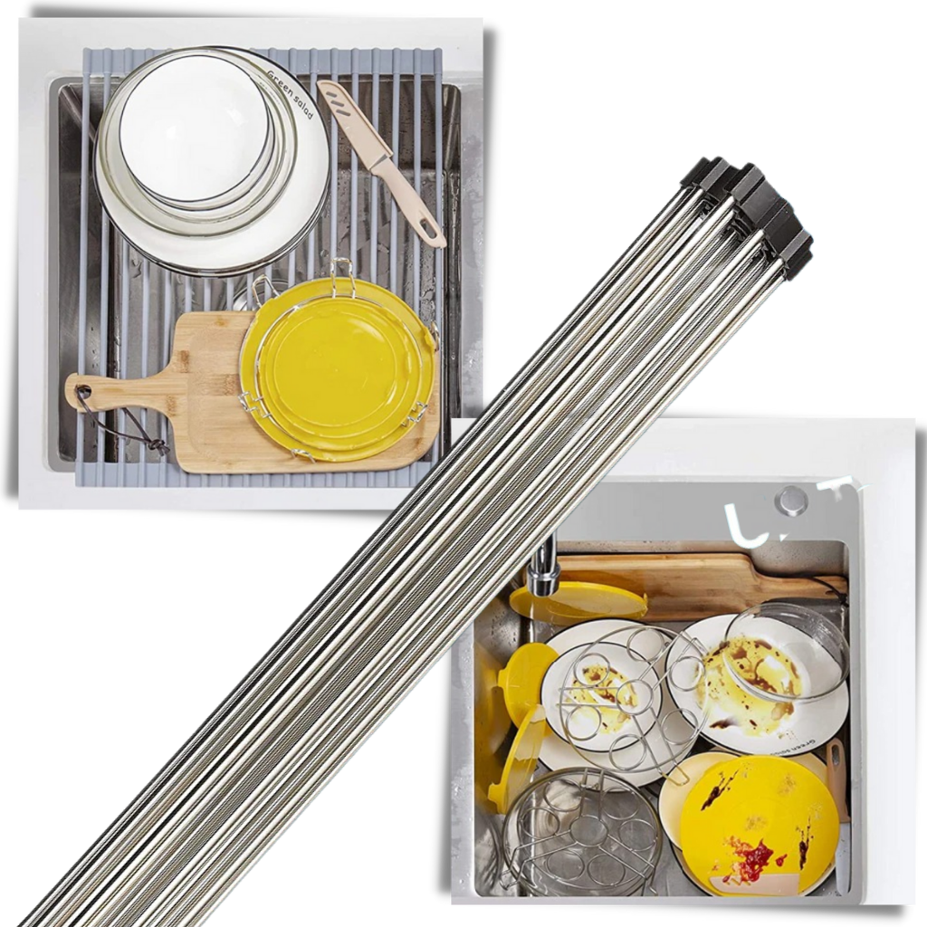 Escurridor de acero inoxidable enrollable para platos y alimentos - Ozerty