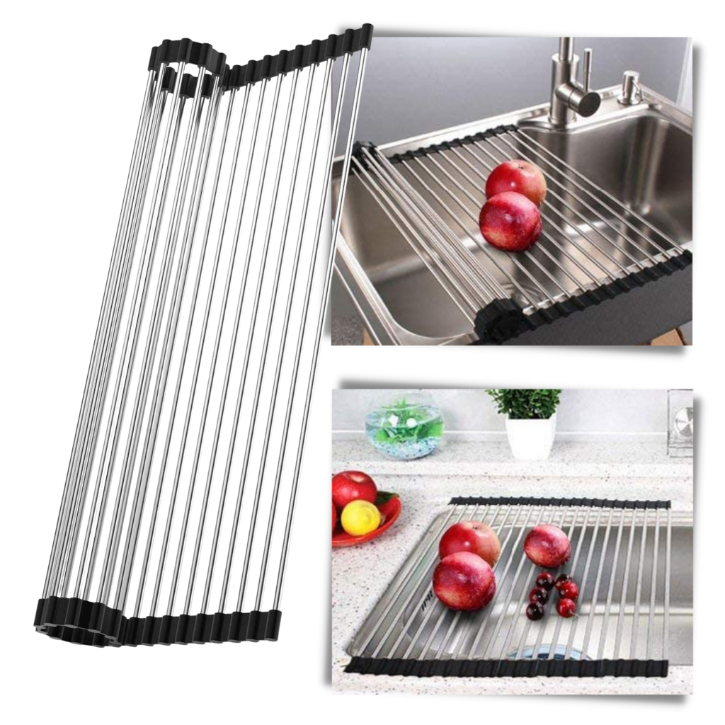 Escurridor de acero inoxidable enrollable para platos y alimentos - Ozerty