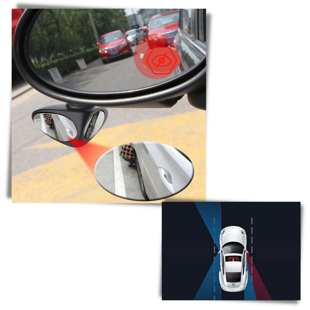 Espejo de coche giratorio con 2 puntos ciegos laterales - Ozerty