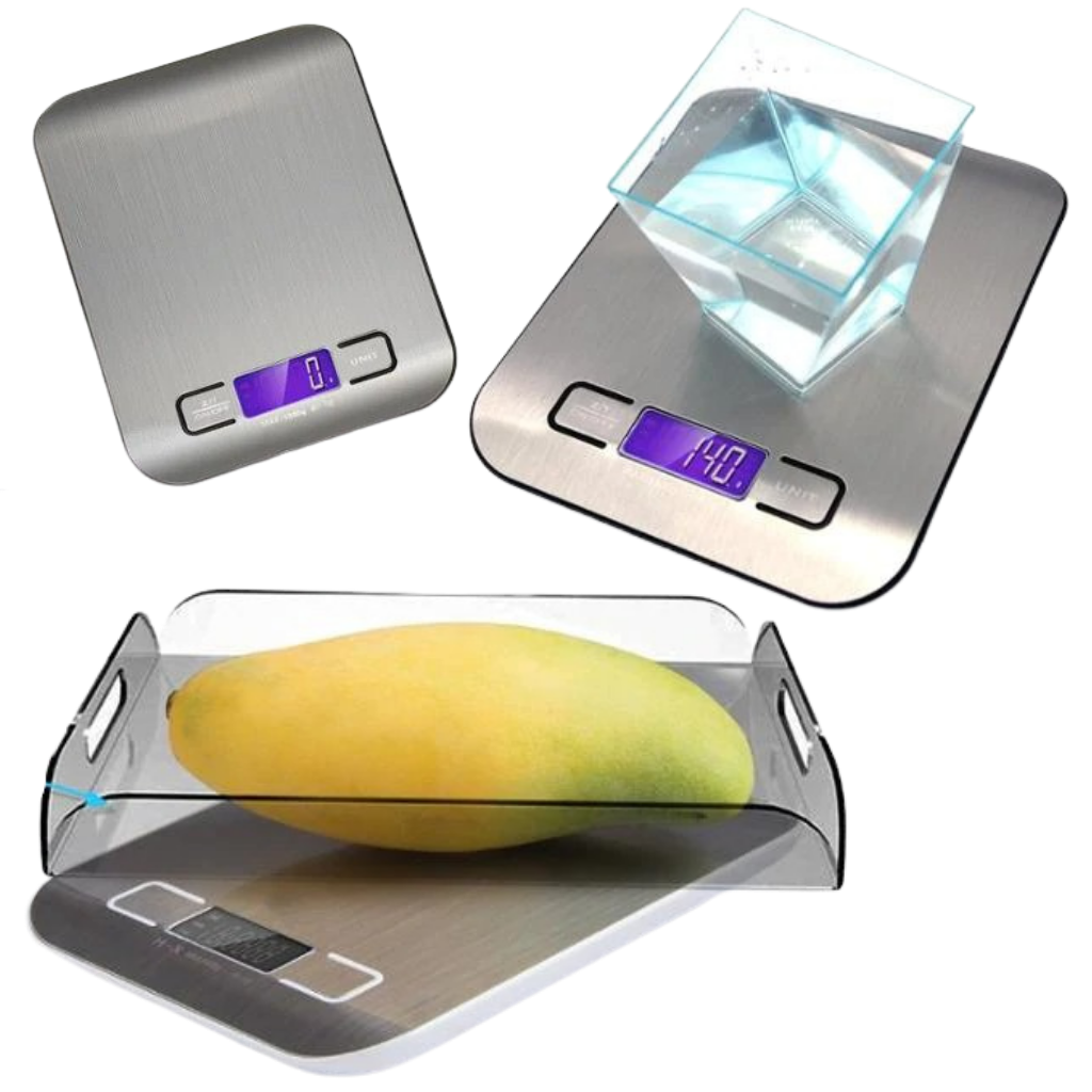 Báscula digital de cocina con pantalla LCD de acero inoxidable - Ozerty