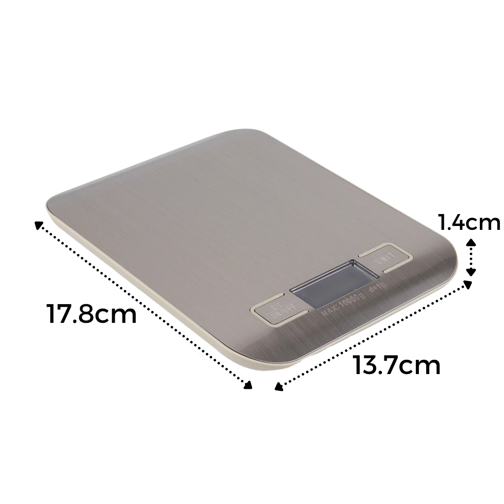 Báscula digital de cocina con pantalla LCD de acero inoxidable - Ozerty