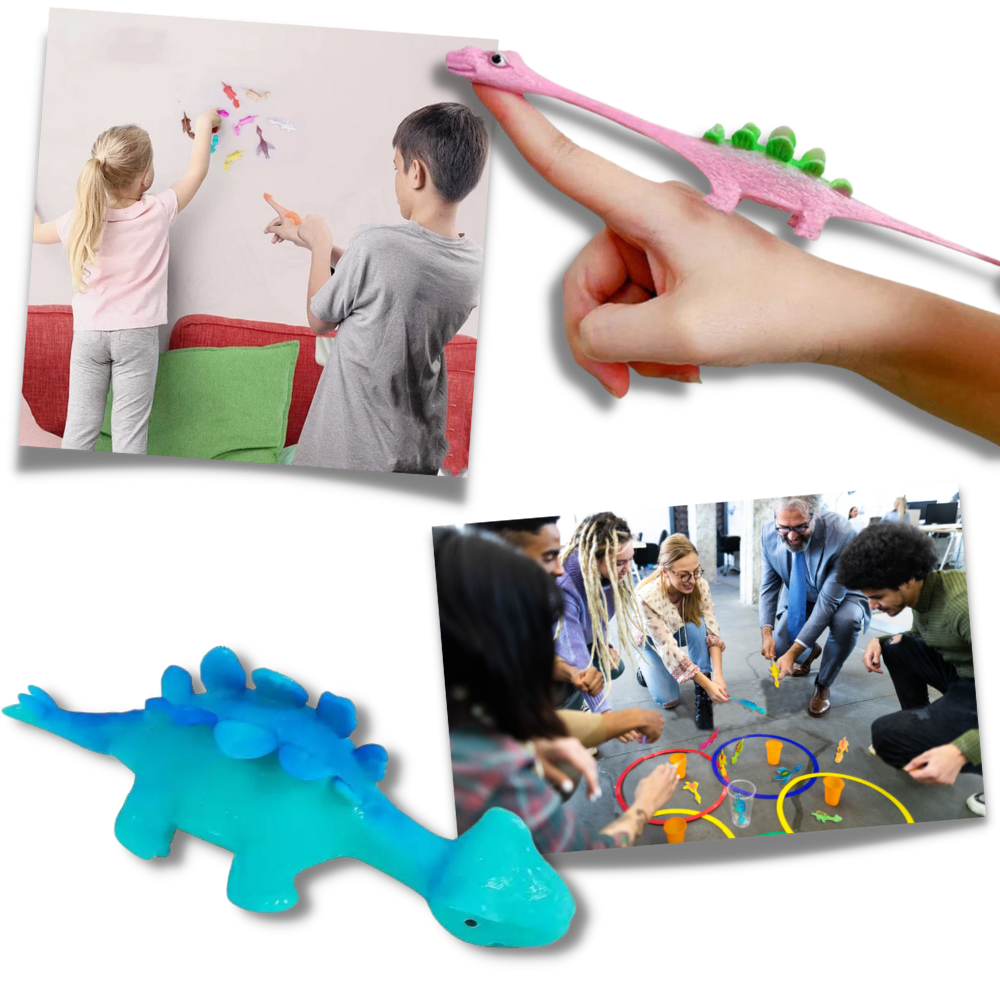 Tirachinas pegajoso para dedos con forma de dinosaurio
 - Ozerty