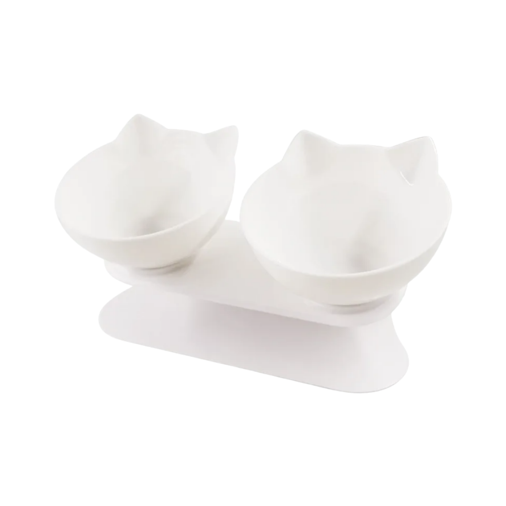 Comedero elevado para gatos

 -Blanco/Doble - Ozerty