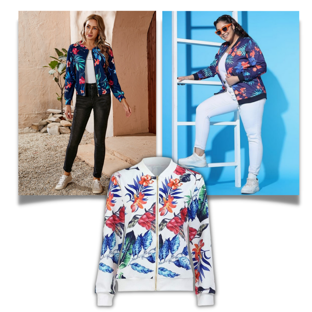 Chaqueta bomber con motivos florales y manga larga

 - Ozerty