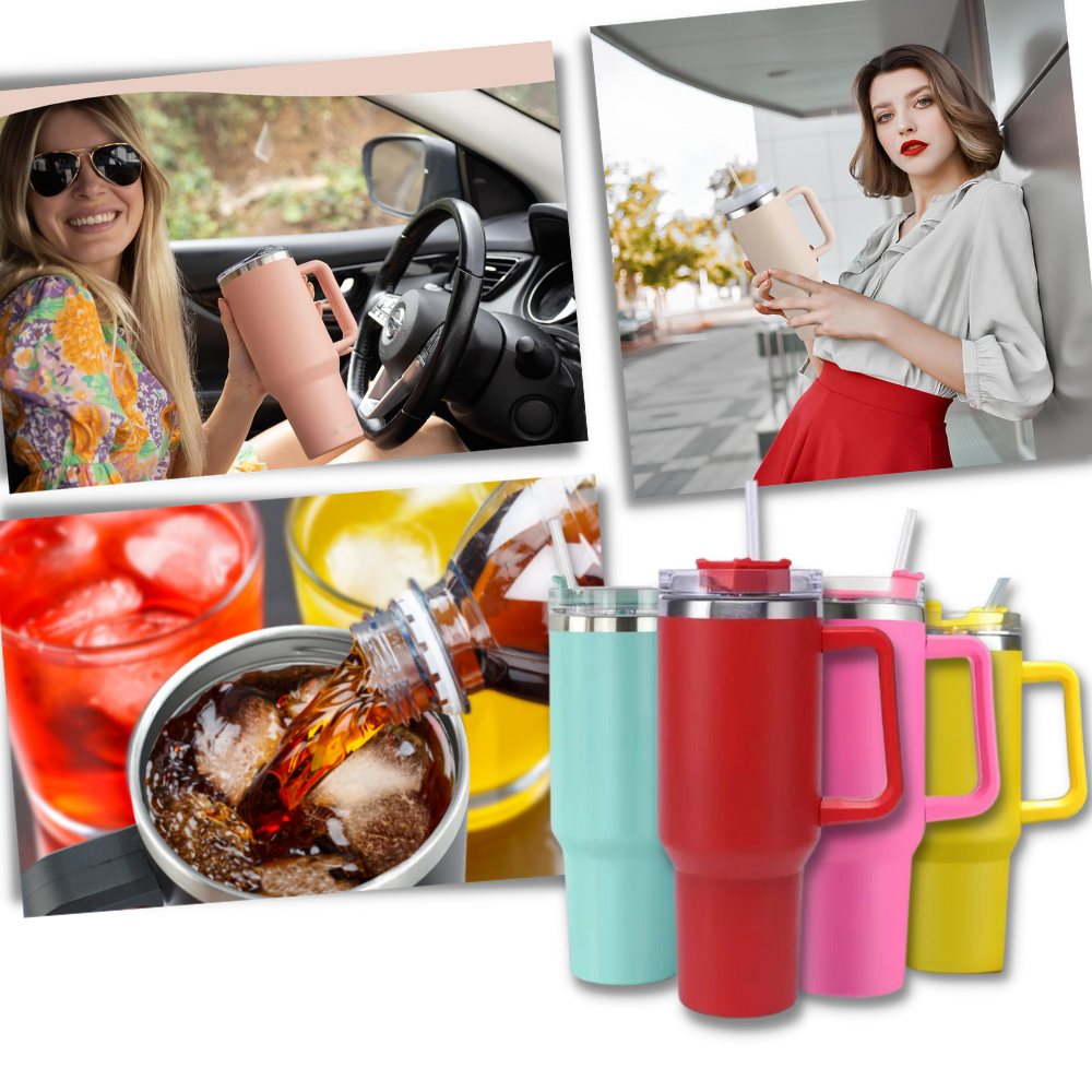 Taza de viaje con asa y gran capacidad para el coche
 - Ozerty
